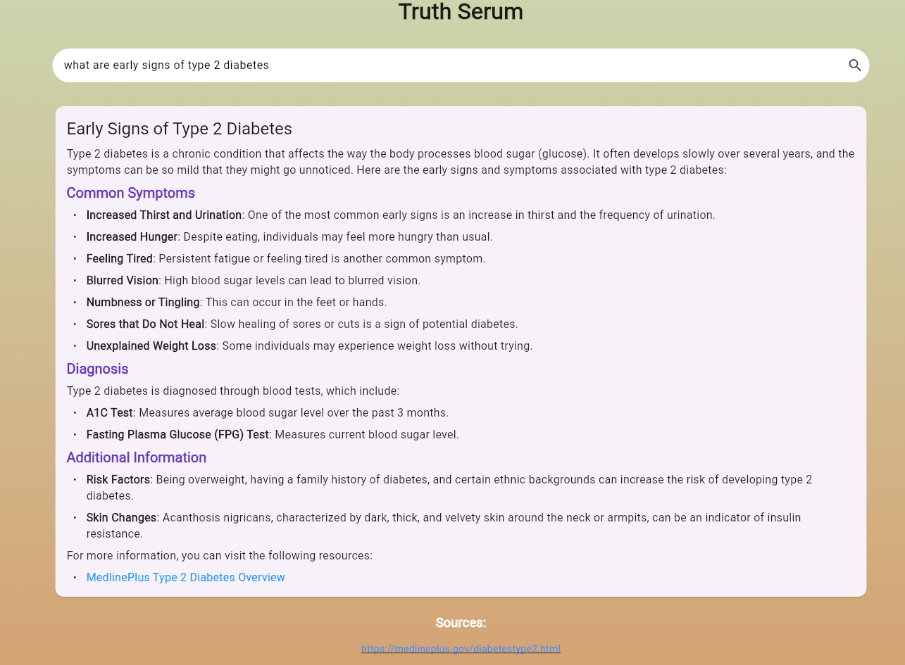 Truth Serum — Search Interface