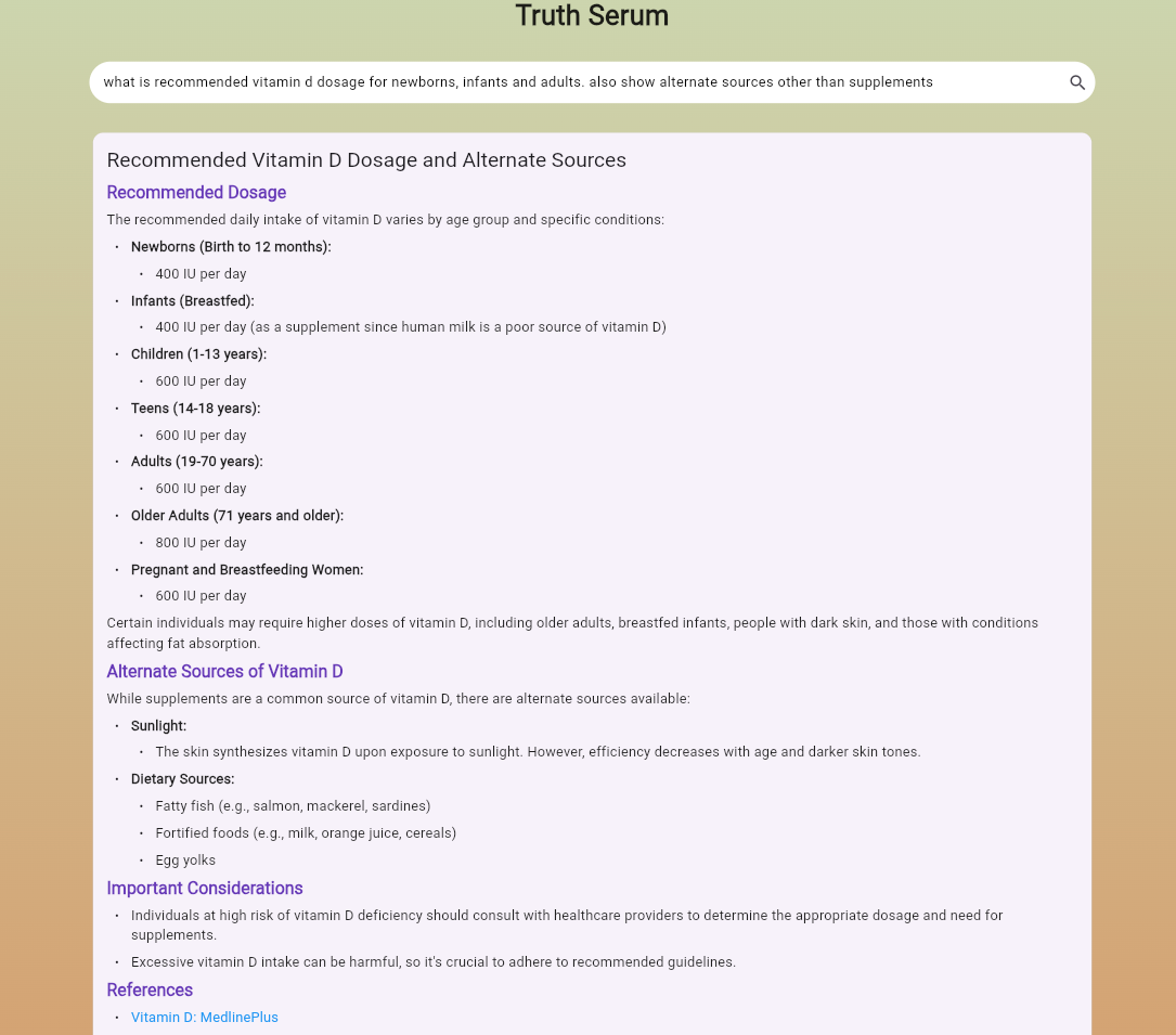 Truth Serum — Results View